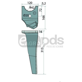 Dinte pentru grapa rotativa - Endurance Carbide [11399198]