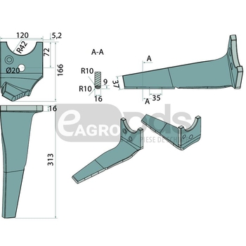 Dinte pentru grapa rotativa - Endurance Carbide [11973909]
