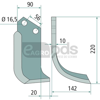 Cutit curbat dreapta - GRANIT [1800200007]