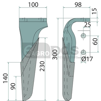 Dinte pentru grapa rotativa - GRANIT [1800200051]