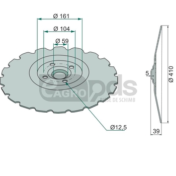 Taler disc - dintat fin, 410x5 - GRANIT [1800700065]