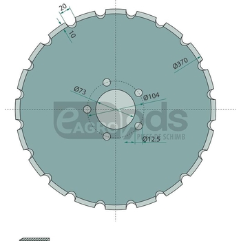 Taler disc - plat, dintat fin, 370x5 - GRANIT [1800700085]