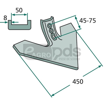 Brazdar - laba de gasca - GRANIT [180101.450-45-75]