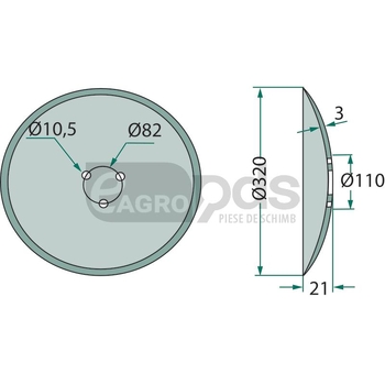 Disc brazdar plat, Ø 320 x 3 mm, Amazone - GRANIT [18018094]