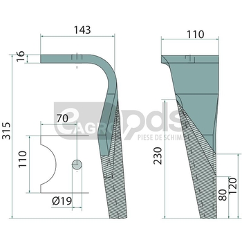 Dinte grapa rotativa - GRANIT [1802800077]