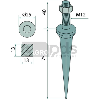 Dinti de grapa de camp cu patrat - GRANIT [1803200941]