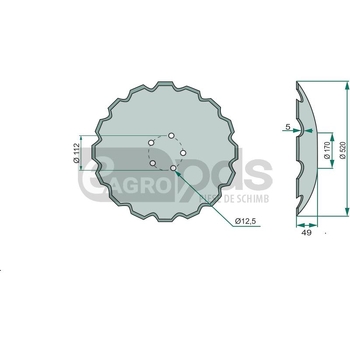Taler disc - conic, zimtat, 520x5, 5gauri, ptr DTX, Qualidisc - GRANIT [18034 RF3010497]