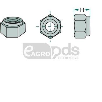 Piulita - hex, M20x1,5, cl10.9, cu autoblocare - GRANIT [18051-20RMU]