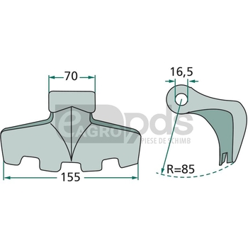 Ciocan batator - 155mm, 16,5x70, R85 - tocator resturi vegetale - GRANIT [18063-RM-3]