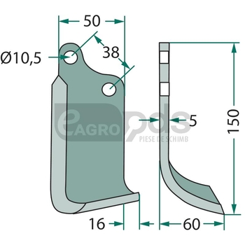 Cutit curbat - GRANIT [180AGR-15L]