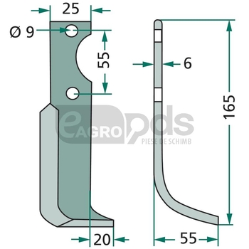 Cutit curbat - GRANIT [180BCS-01L]