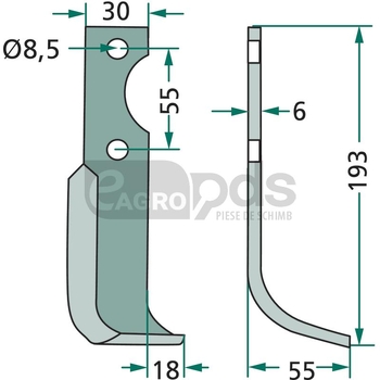 Cutit curbat - GRANIT [180BCS-13L]
