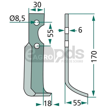 Cutit curbat - GRANIT [180BCS-14R]