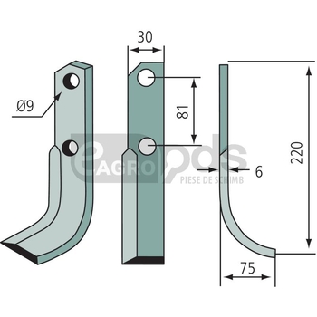 Cutit curbat - GRANIT [180BER-11L]