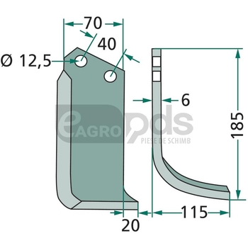 Cutit curbat - GRANIT [180BRE-03L]