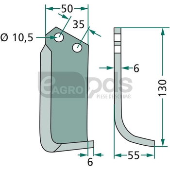 Cutit curbat - GRANIT [180BRE-15L]