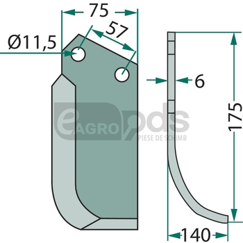 Cutit curbat - GRANIT [180HOW-01R]