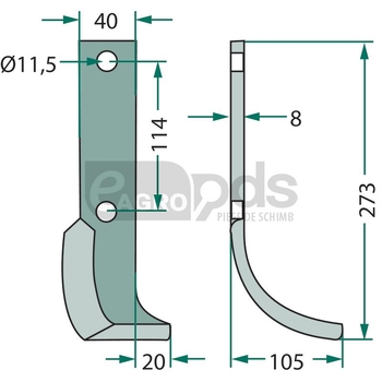 Cutit curbat - GRANIT [180HOW-07R]