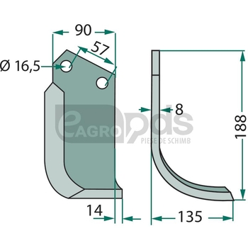 Cutit curbat - GRANIT [180KUH-74L]