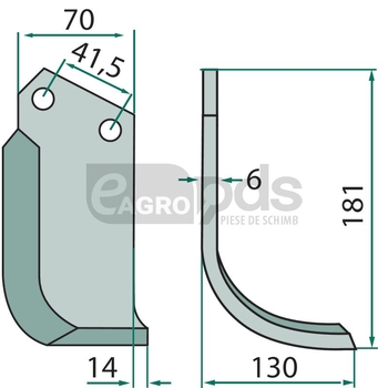 Cutit curbat - GRANIT [180KUH-98R]
