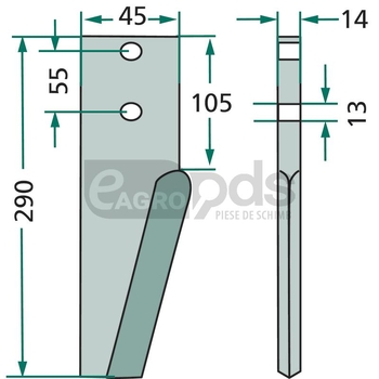 Dinte pentru grapa rotativa - GRANIT [180RH07DER]