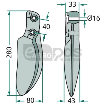Dinte grapa - GRANIT [180RH106/D]
