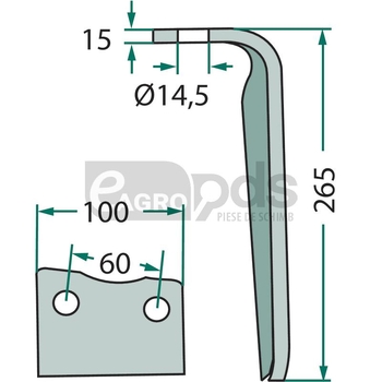 Dinte pentru grapa rotativa - GRANIT [180RH-107-DEL]