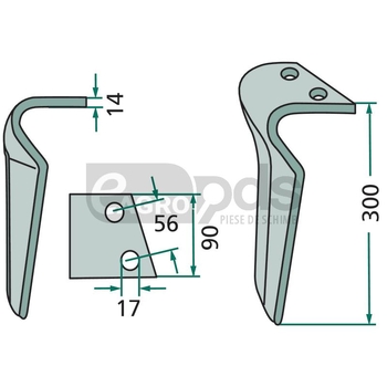 Dinte pentru grapa rotativa - GRANIT [180RH-109-DER]