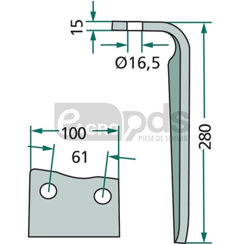 Dinte pentru grapa rotativa - GRANIT [180RH-111-DEL]