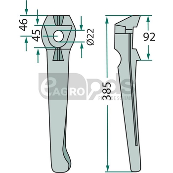 Dinte pentru grapa rotativa - GRANIT [180RH-116-R.1]