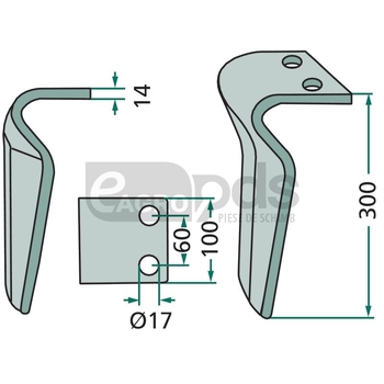 Dinte grapa rotativa - GRANIT [180RH-117-DEL]