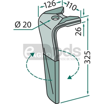 Dinte pentru grapa rotativa - GRANIT [180RH-119-R-DURA]