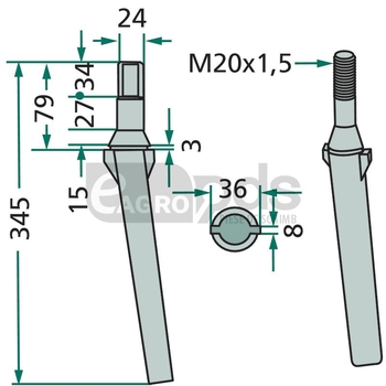 Dinte pentru grapa rotativa - GRANIT [180RH11F]