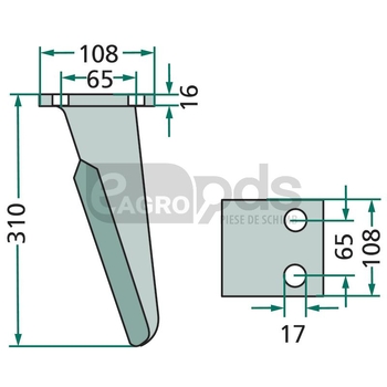 Dinte pentru grapa rotativa - GRANIT [180RH-129-L]