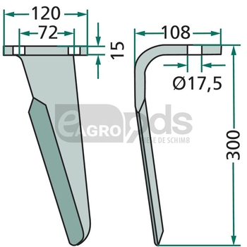 Dinte grapa rotativa - GRANIT [180RH-12-DER]