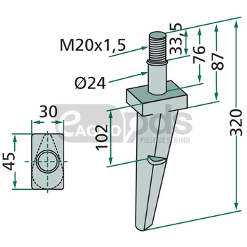 Dinte pentru grapa rotativa - GRANIT [180RH130]