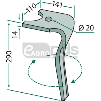 Dinte pentru grapa rotativa - GRANIT [180RH-134-R]