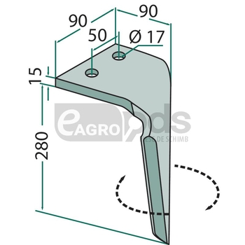 Dinte grapa rotativa - GRANIT [180RH-136-L]