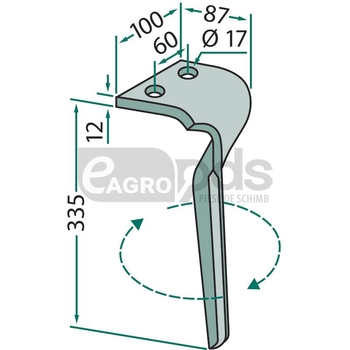 Dinte pentru grapa rotativa - GRANIT [180RH-138-L]