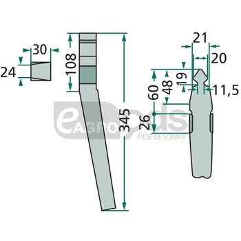 Dinte pentru grapa rotativa - GRANIT [180RH22]