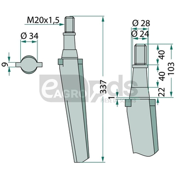 Dinte pentru grapa rotativa - GRANIT [180RH23]