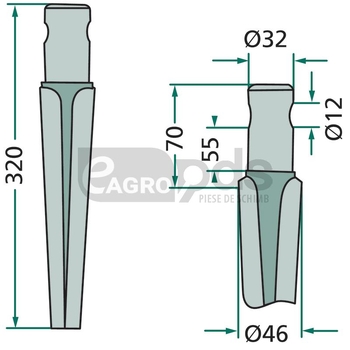 Dinte pentru grapa rotativa - GRANIT [180RH26]