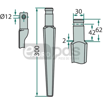 Dinte pentru grapa rotativa - GRANIT [180RH27]