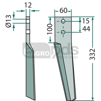Dinte pentru grapa rotativa - GRANIT [180RH-29-L]