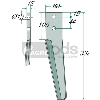 Dinte grapa rotativa - GRANIT [180RH-29-R]