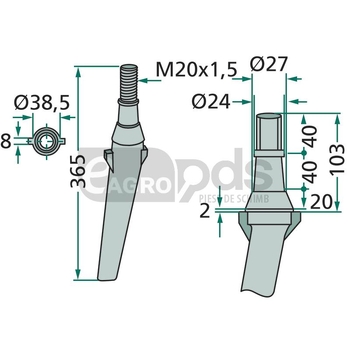 Dinte grapa rotativa - GRANIT [180RH2A]