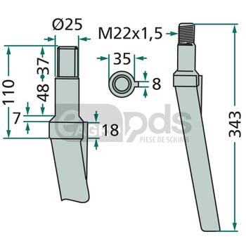 Dinte pentru grapa rotativa - GRANIT [180RH31]