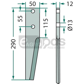 Dinte pentru grapa rotativa - GRANIT [180RH36R]