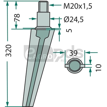 Dinte pentru grapa rotativa - GRANIT [180RH37]