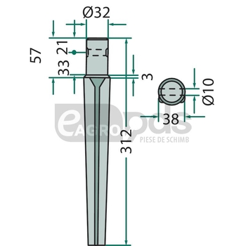 Dinte pentru grapa rotativa - GRANIT [180RH4]